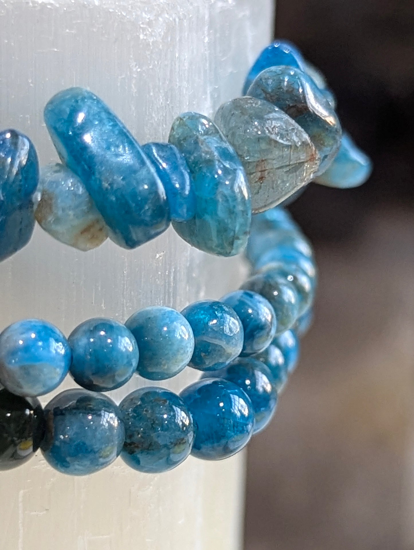 Blue Apatite Bracelets - from 3mm to 10mm beads