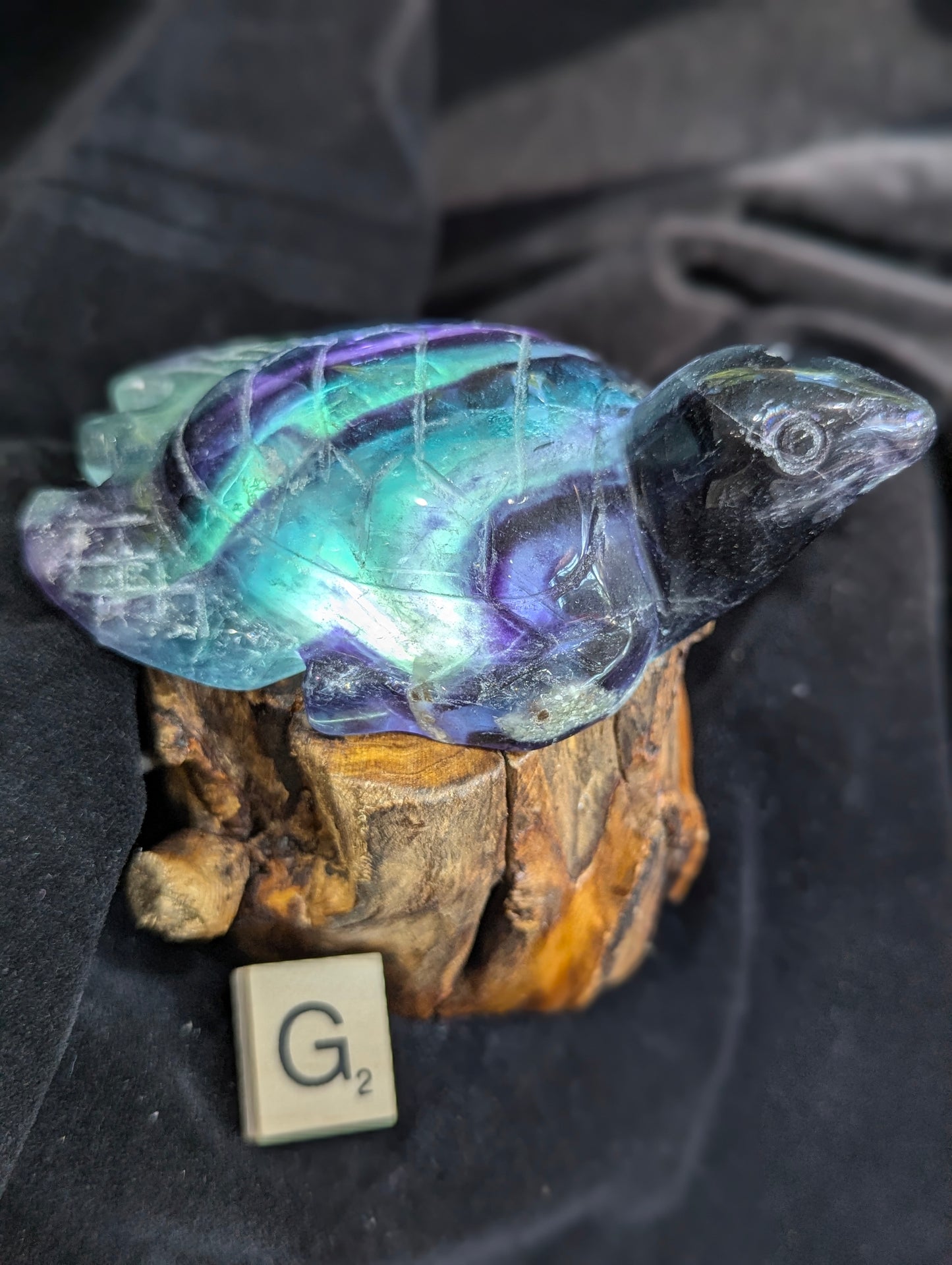 Rainbow Fluorite Sea Turtle Carvings