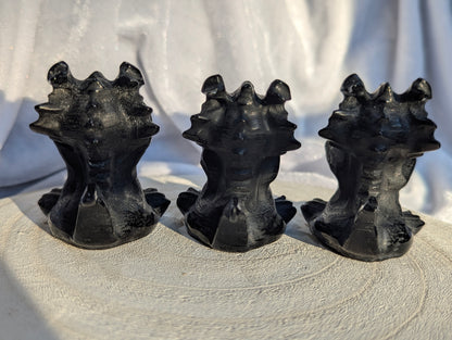 Black Obsidian Dragon Trio, "See No Evil, Hear No Evil, Speak No Evil" | Auspiciousness, Wisdom, Mindfulness | ~ 2.5in.