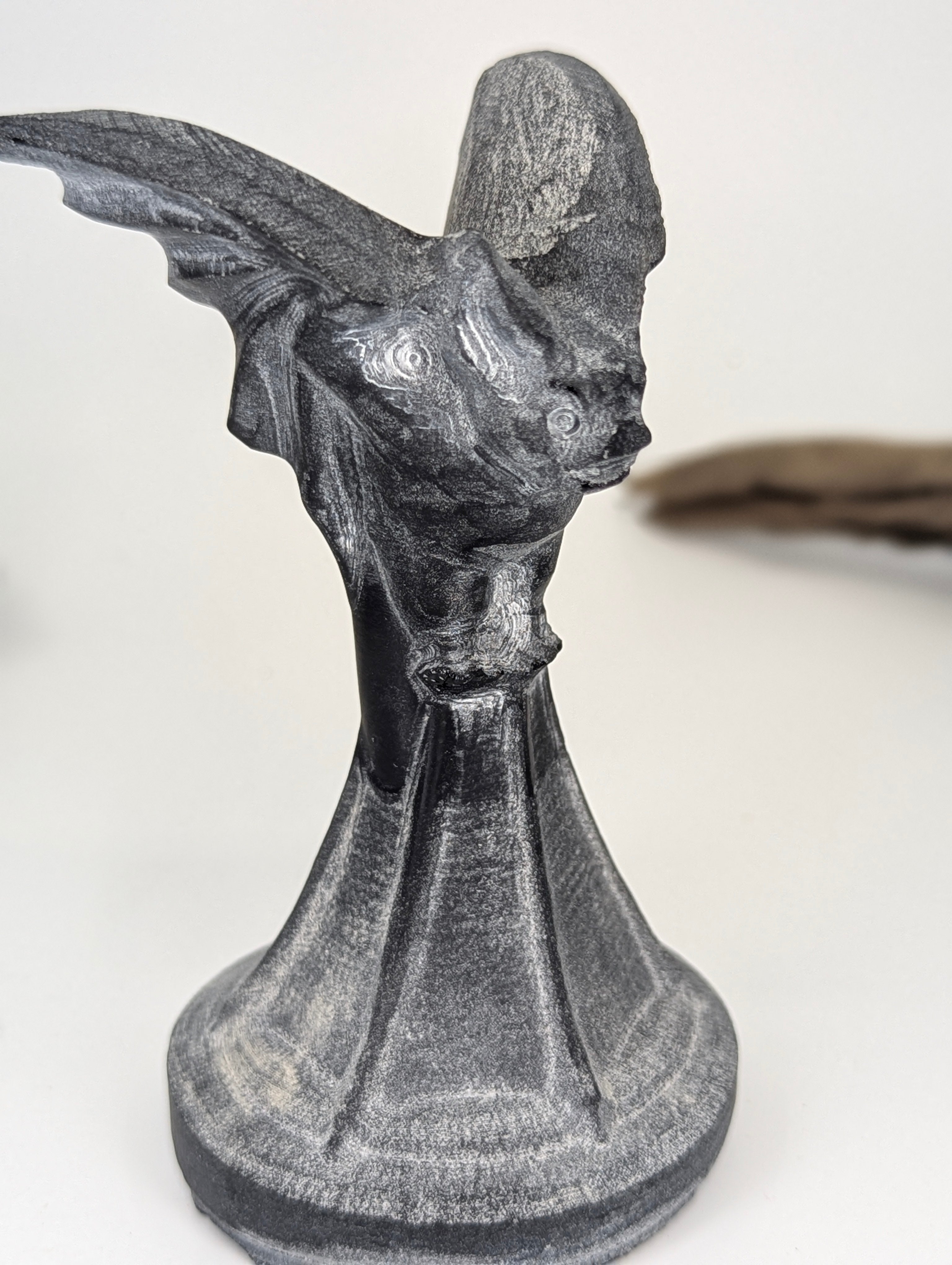 Matte Black Obsidian Gargoyle Carving – Guardian of Shadow and