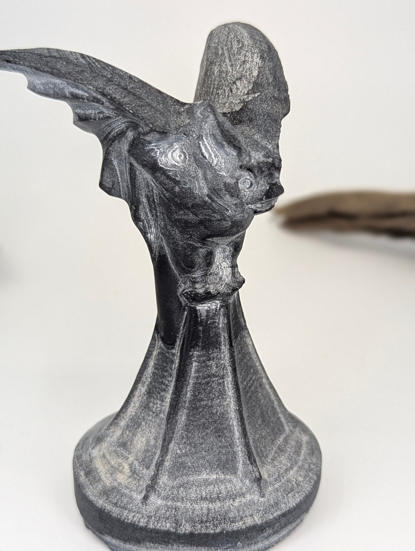 Matte Black Obsidian Gargoyle Carving – Guardian of Shadow and Light