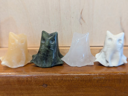 Tiny Ghost Cat Mineral Totem ~ 1"