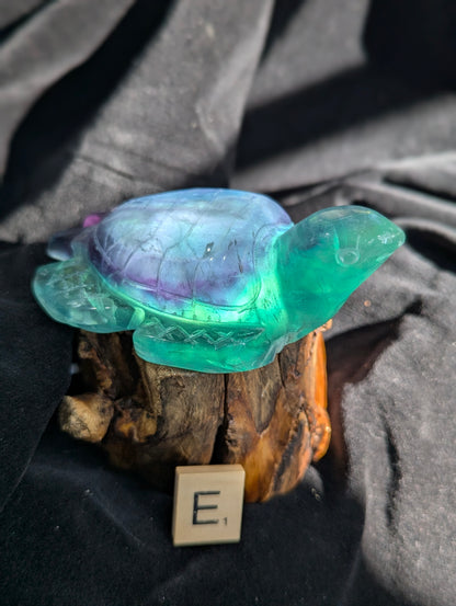 Rainbow Fluorite Sea Turtle Carvings