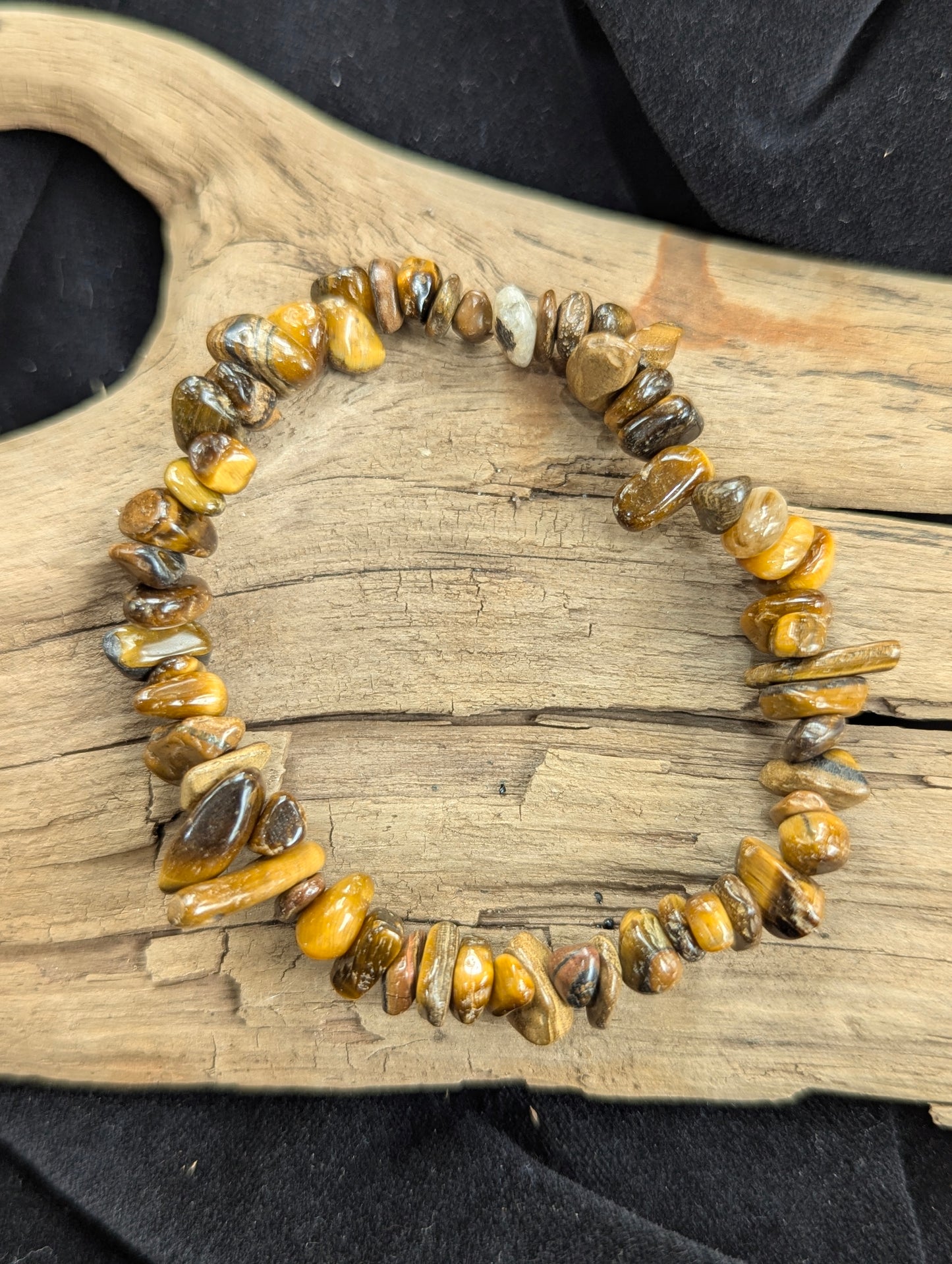 Bracelet Œil de tigre jaune – Perles rondes polies éclatées et de 8 mm
