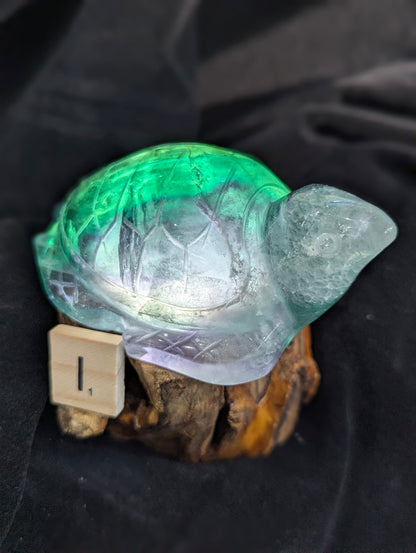 Rainbow Fluorite Sea Turtle Carvings