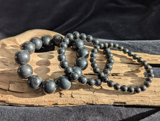 Shungite Bracelet – 7mm, 8mm & 14mm Polished Round Beads