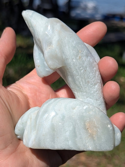Banded Blue Calcite Dolphin - Hand-Carved - 4"