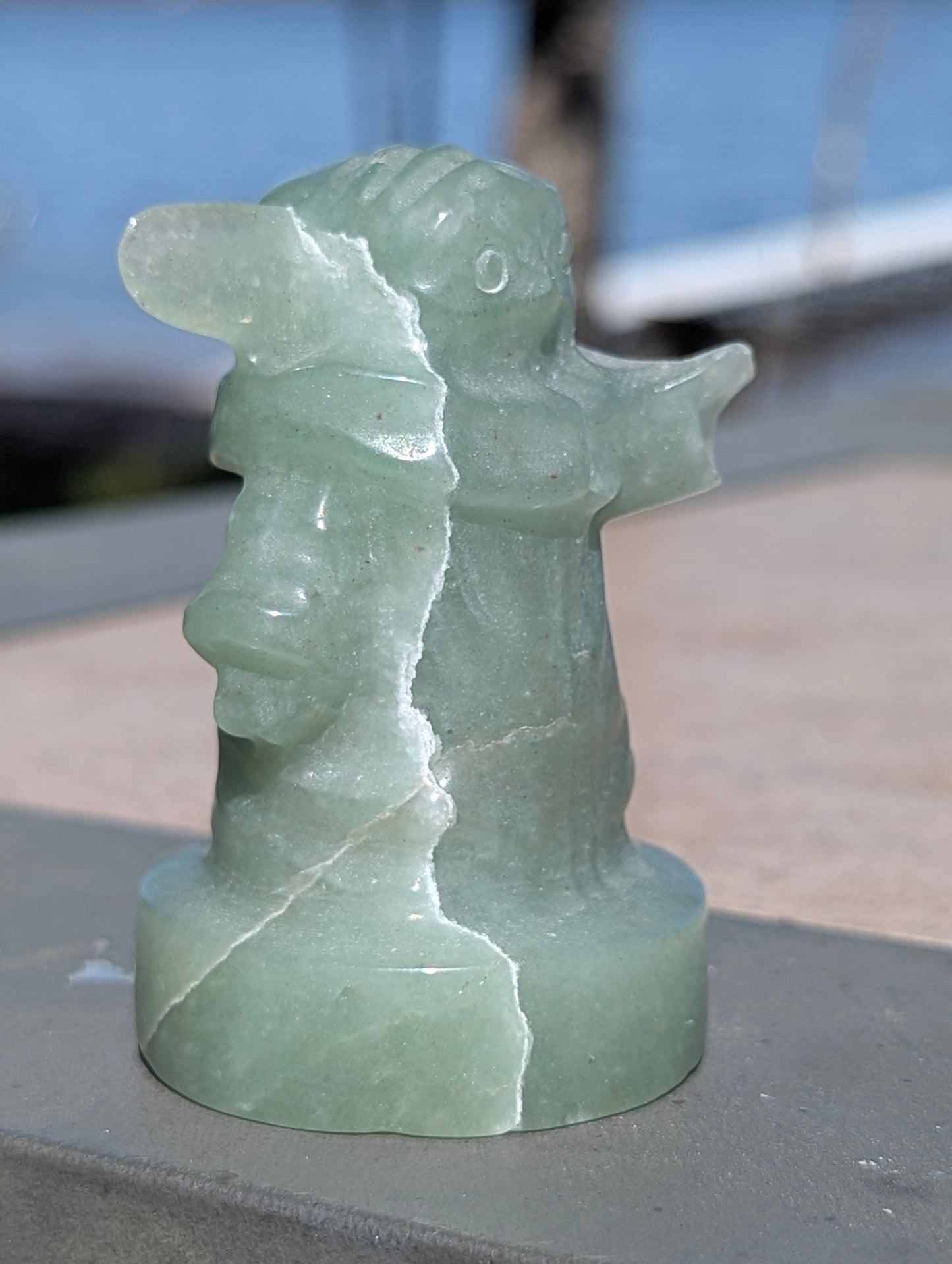 Green Aventurine Grogu Carving – 135g Hand-Carved Figure