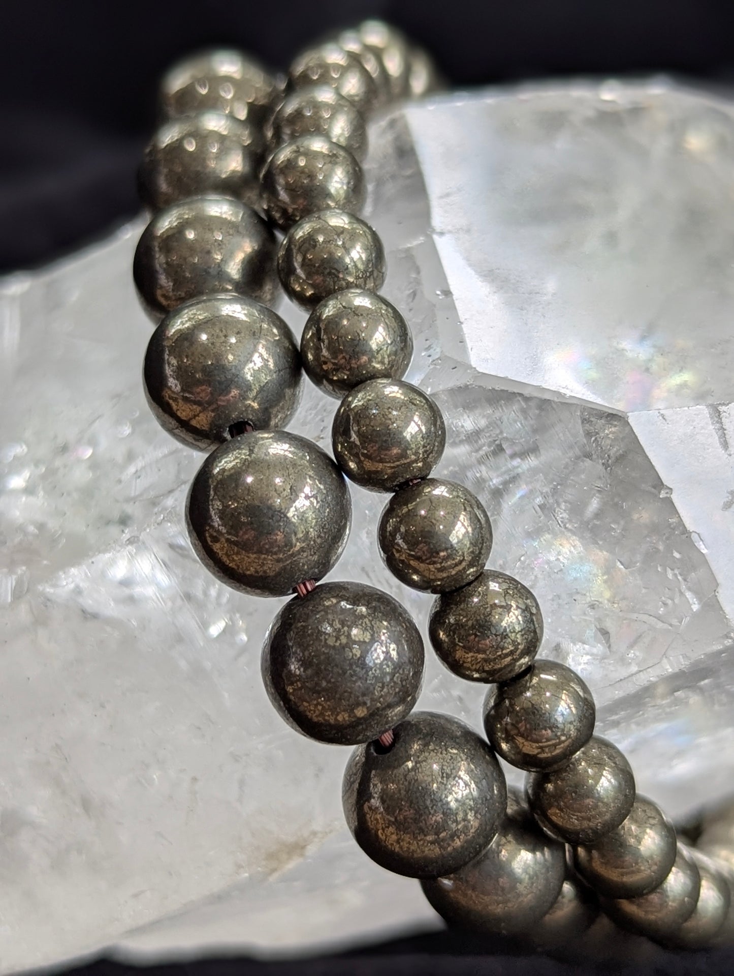Pyrite Bracelet — 6mm and 8mm Round Beads