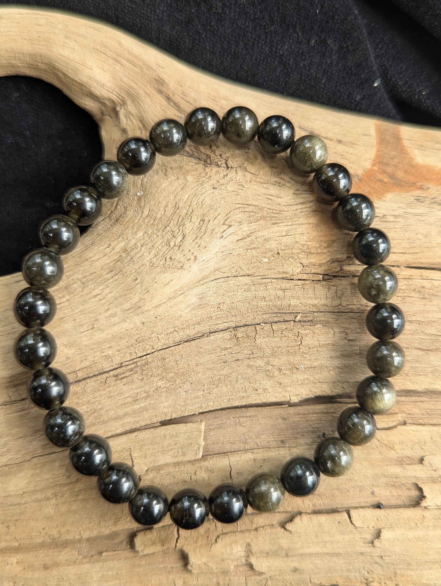 Golden Obsidian Bracelet — 6mm, 8mm & 12mm round Beads