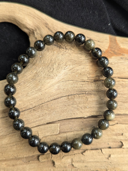 Golden Obsidian Bracelet — 6mm, 8mm & 12mm round Beads