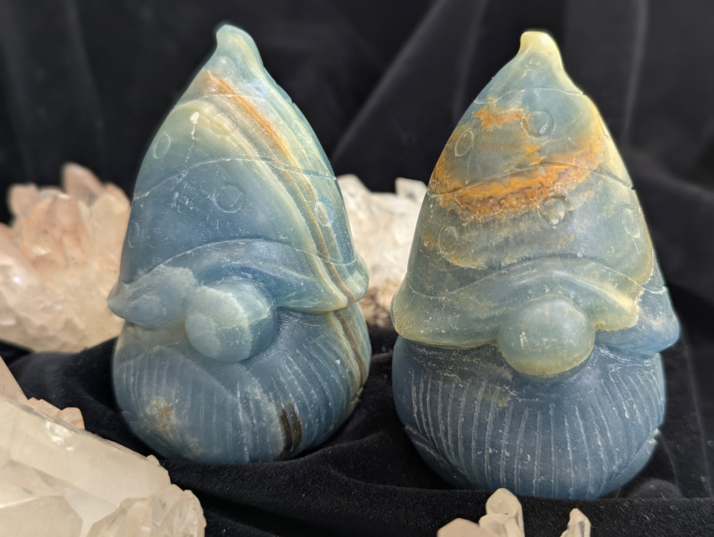 Blue Onyx Gnomes | Grounding, Tranquility, Protection |~ 4in, 525g