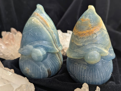 Blue Onyx Gnomes | Grounding, Tranquility, Protection |~ 4in, 525g