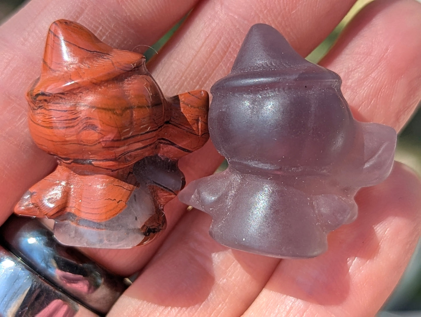 Tiny Pumpkin Witch Mineral Totem ~ 1"