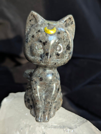 Luna Chat Chat Lune Sculptures Cristallines 7,6 cm - choisissez votre minéral
