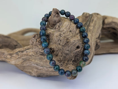Ruby in Blue Kyanite Bead Bracelet – 7mm and 8mm Natural Corundum (India)