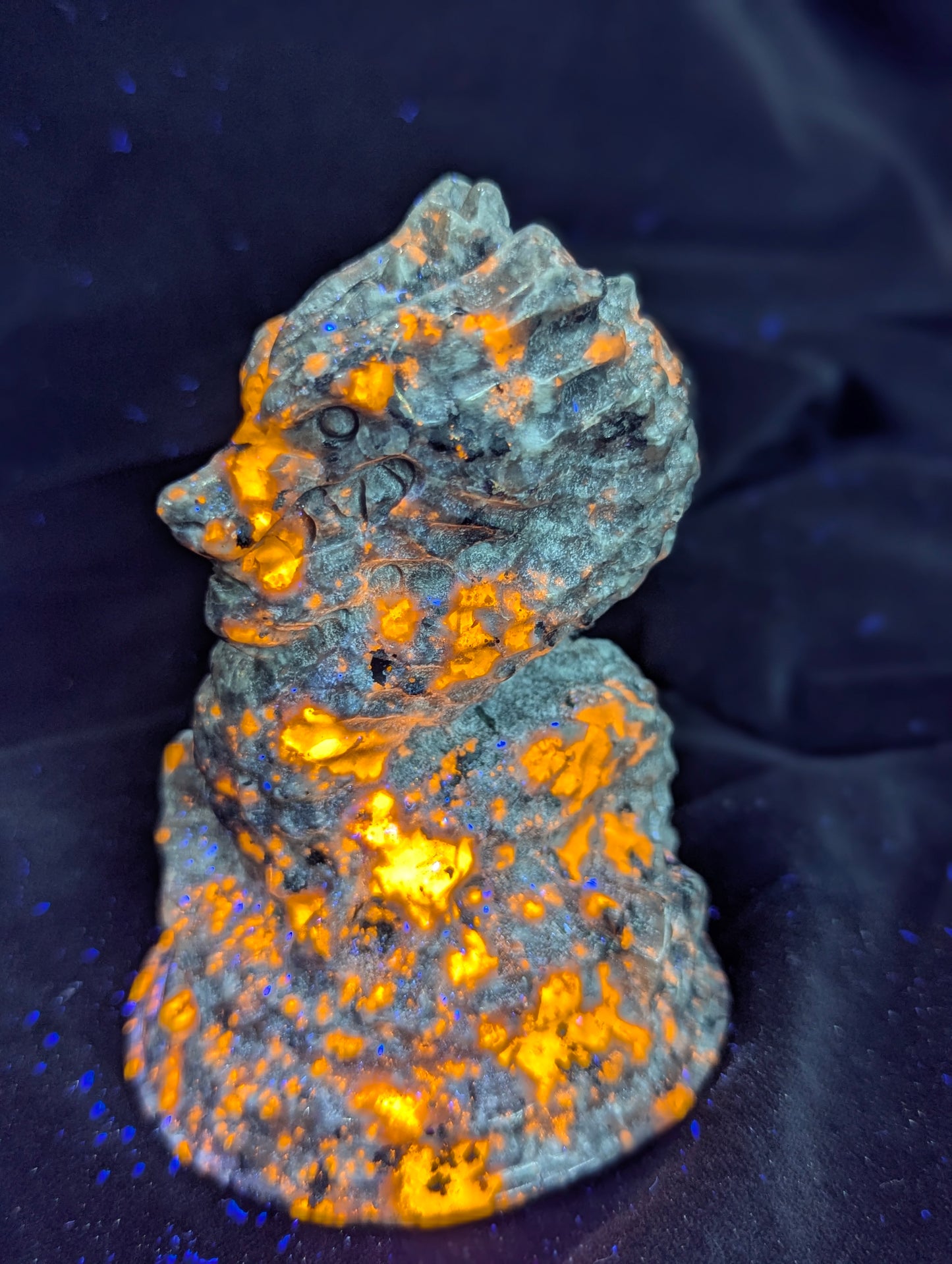 Garnet & Yooperlite Dragon Carvings | Vitality, Illumination, Majesty | ~ 3.8in., ~394g