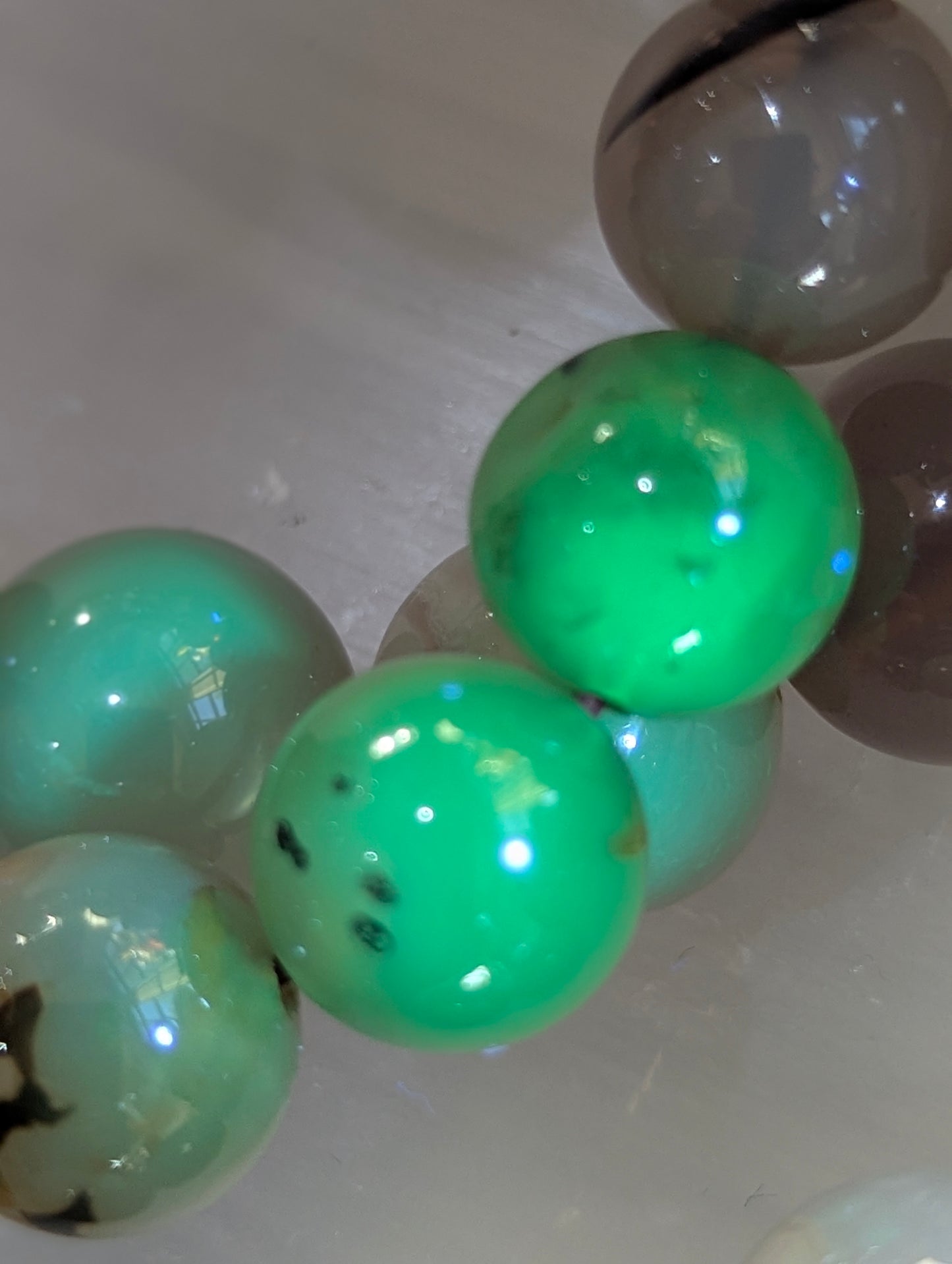 Light Variation Volcano Agate Bracelet — 12 mm to 14 mm Bead Natural Banded Agate