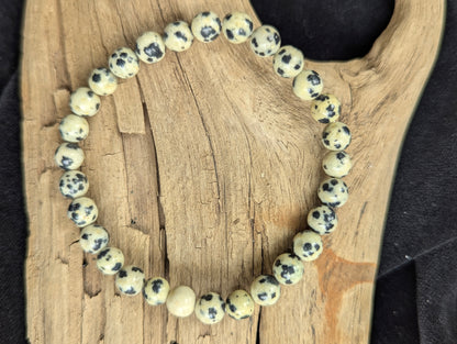 Bracelet en Jaspe Dalmatien — Perles rondes de 6mm, 8mm et 10mm