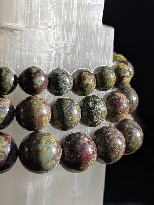 Bracelet en jaspe sang de dragon — Perles de 8 mm