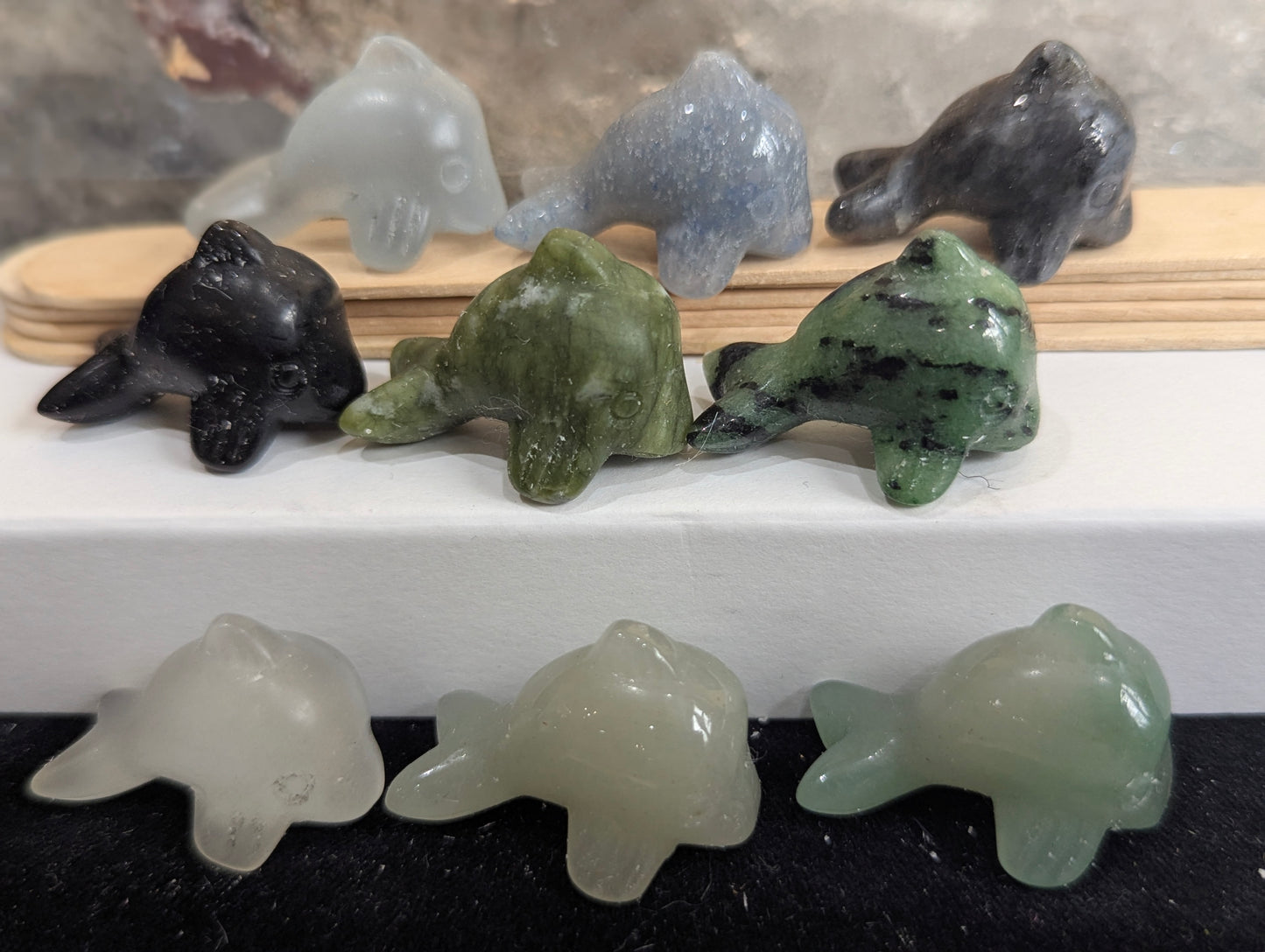 Tiny Dolphin Mineral Totem ~ 1"