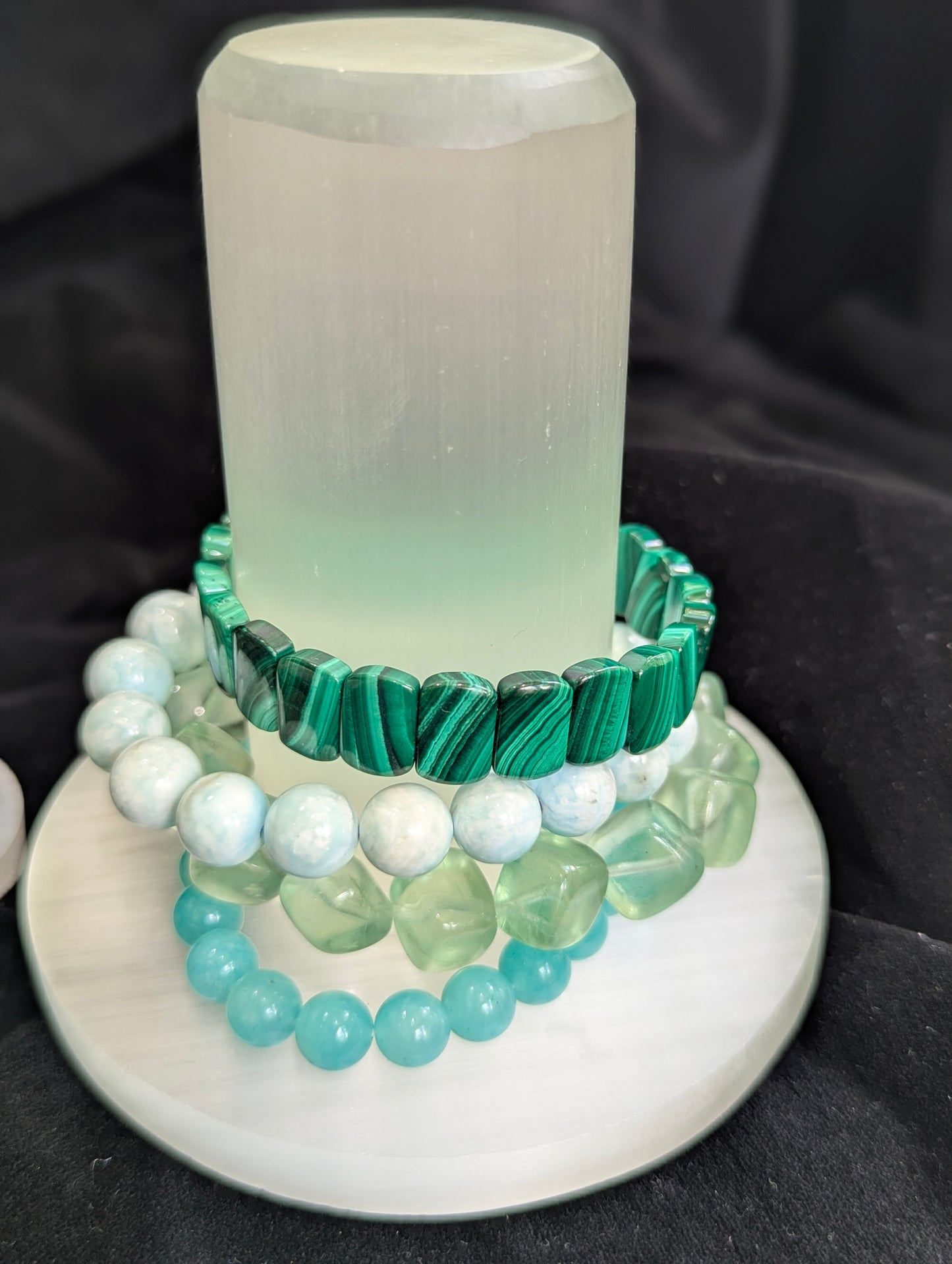 Luminous Selenite Bracelet Charging Tower & Display