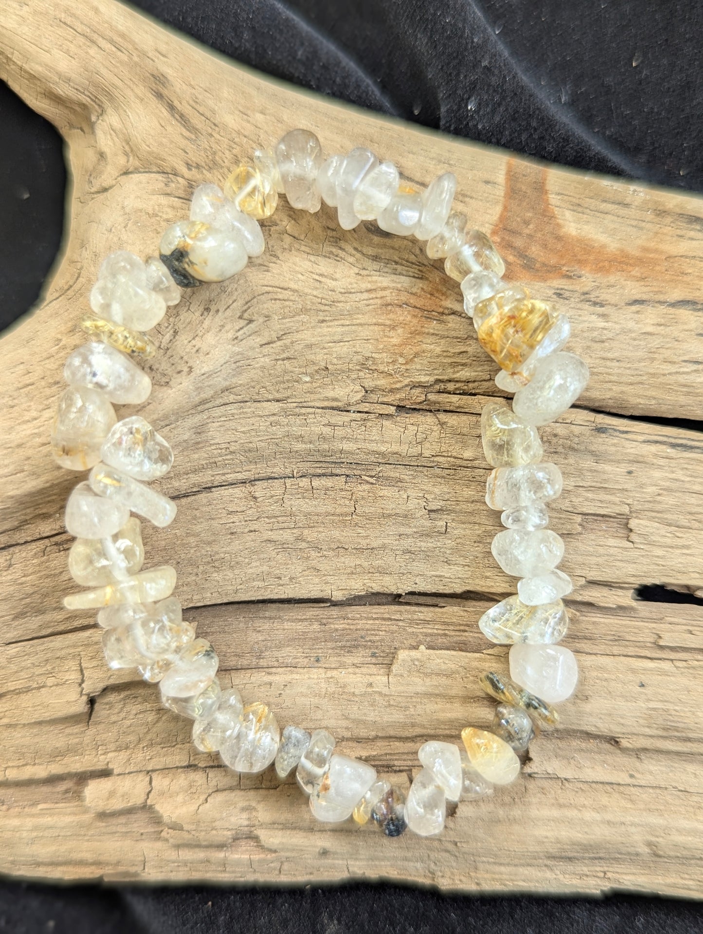 Golden Rutile Quartz Bracelet – 4mm & Chip - Natural Fine Thread Rutile