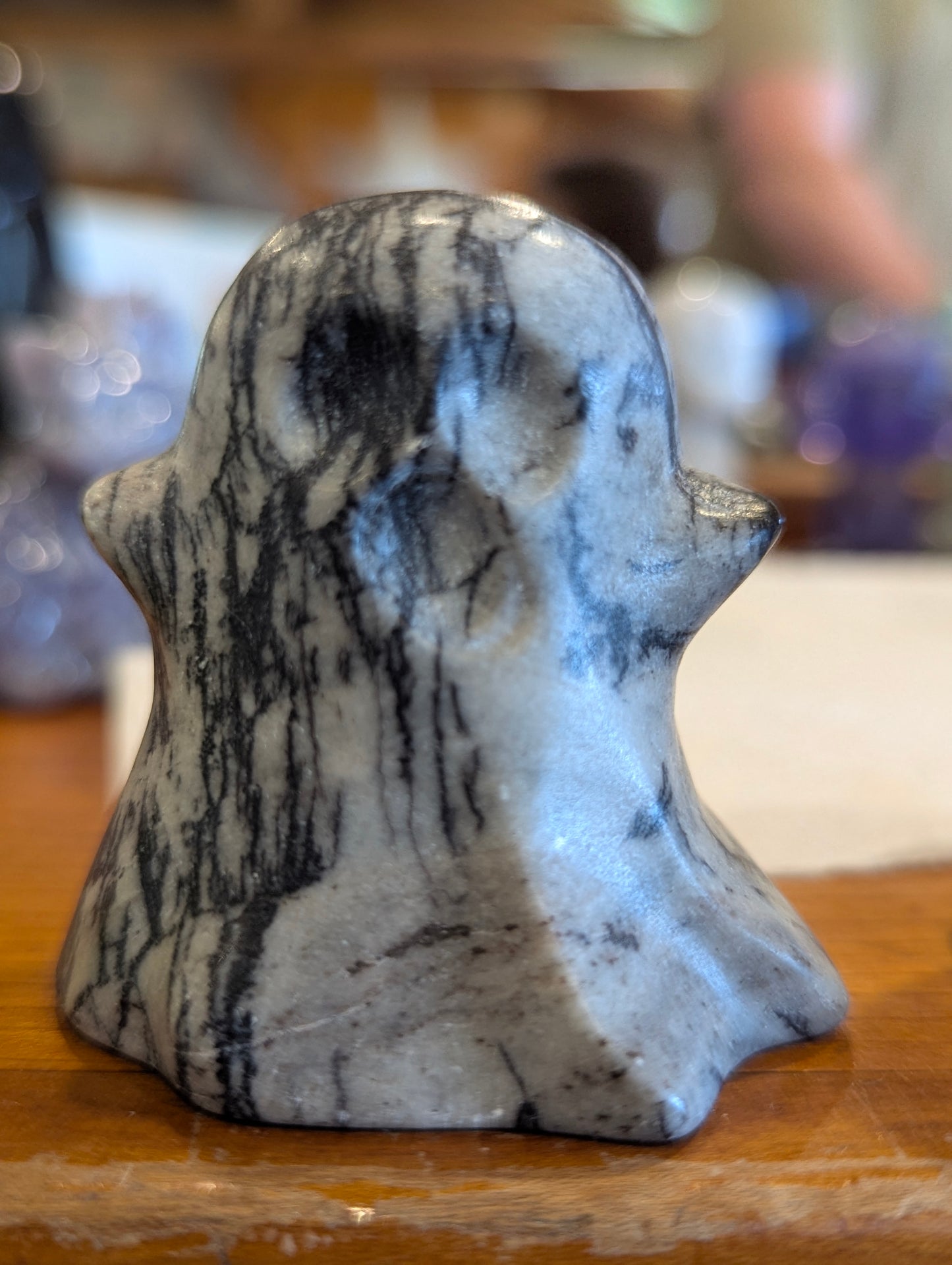 Crystal Ghost Carvings – Mahogany Jasper & Ruby in Zoisite