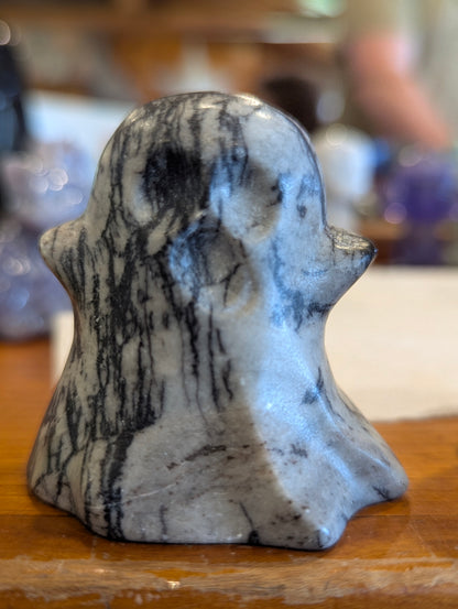 Crystal Ghost Carvings – Mahogany Jasper & Ruby in Zoisite
