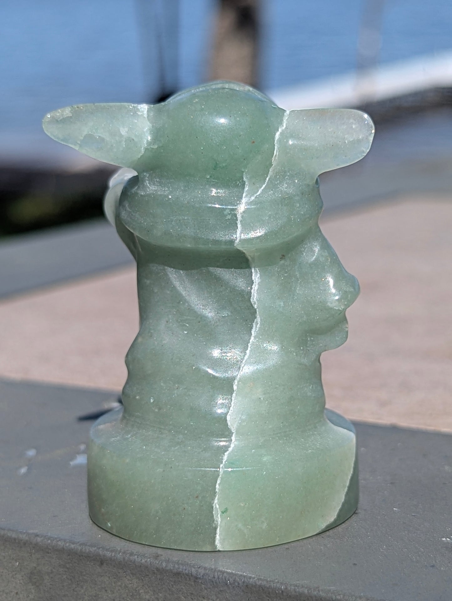 Green Aventurine Grogu Carving – 135g Hand-Carved Figure