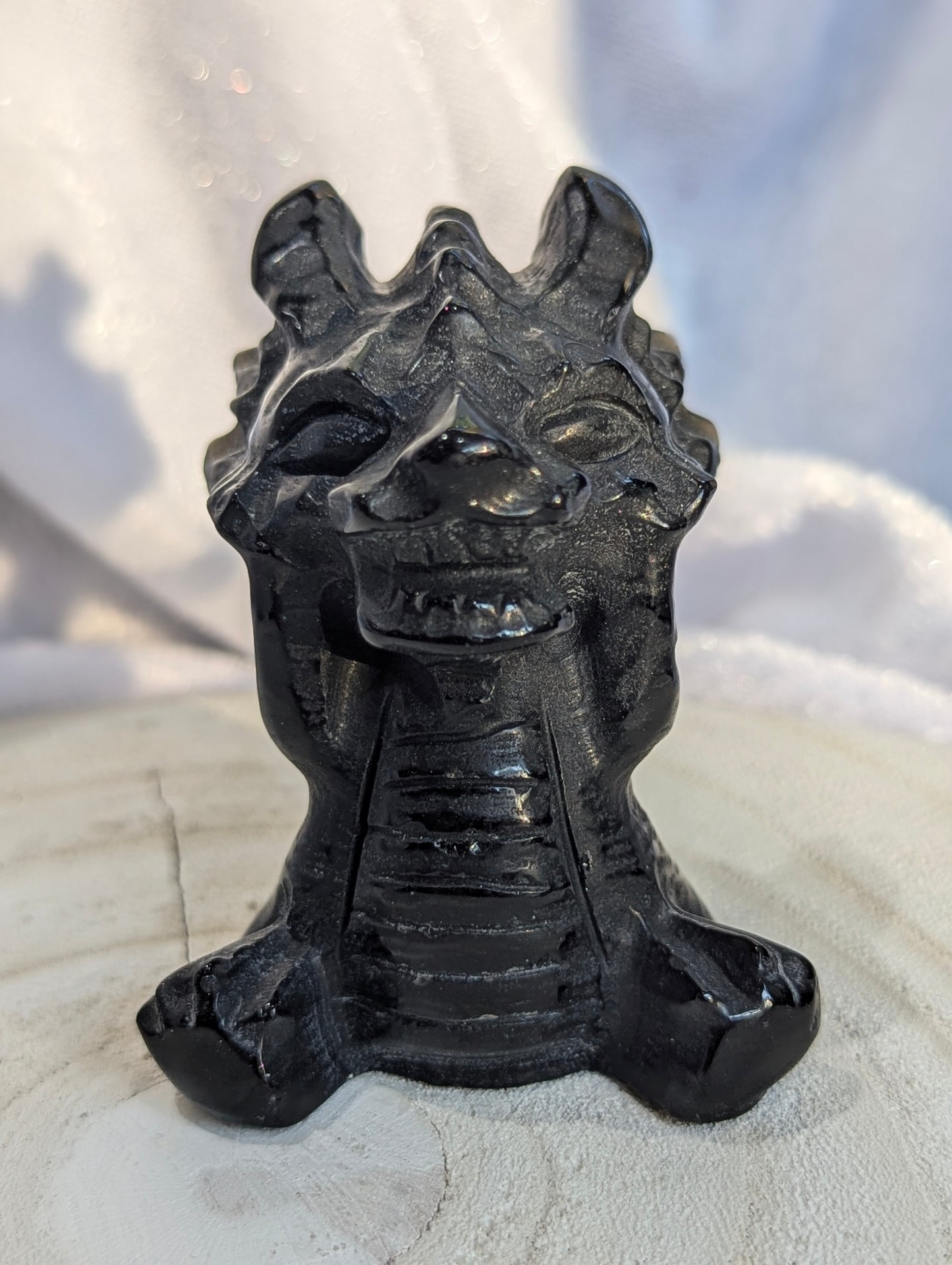 Black Obsidian Dragon Trio, "See No Evil, Hear No Evil, Speak No Evil" | Auspiciousness, Wisdom, Mindfulness | ~ 2.5in.
