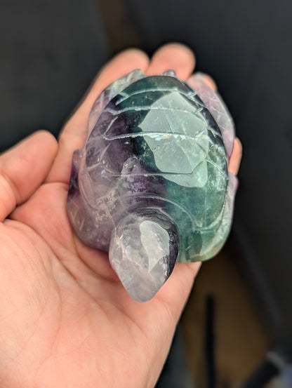 Rainbow Fluorite Sea Turtle Carvings