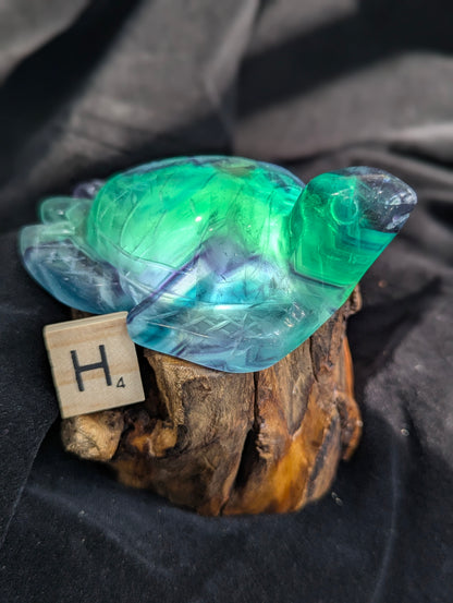 Rainbow Fluorite Sea Turtle Carvings