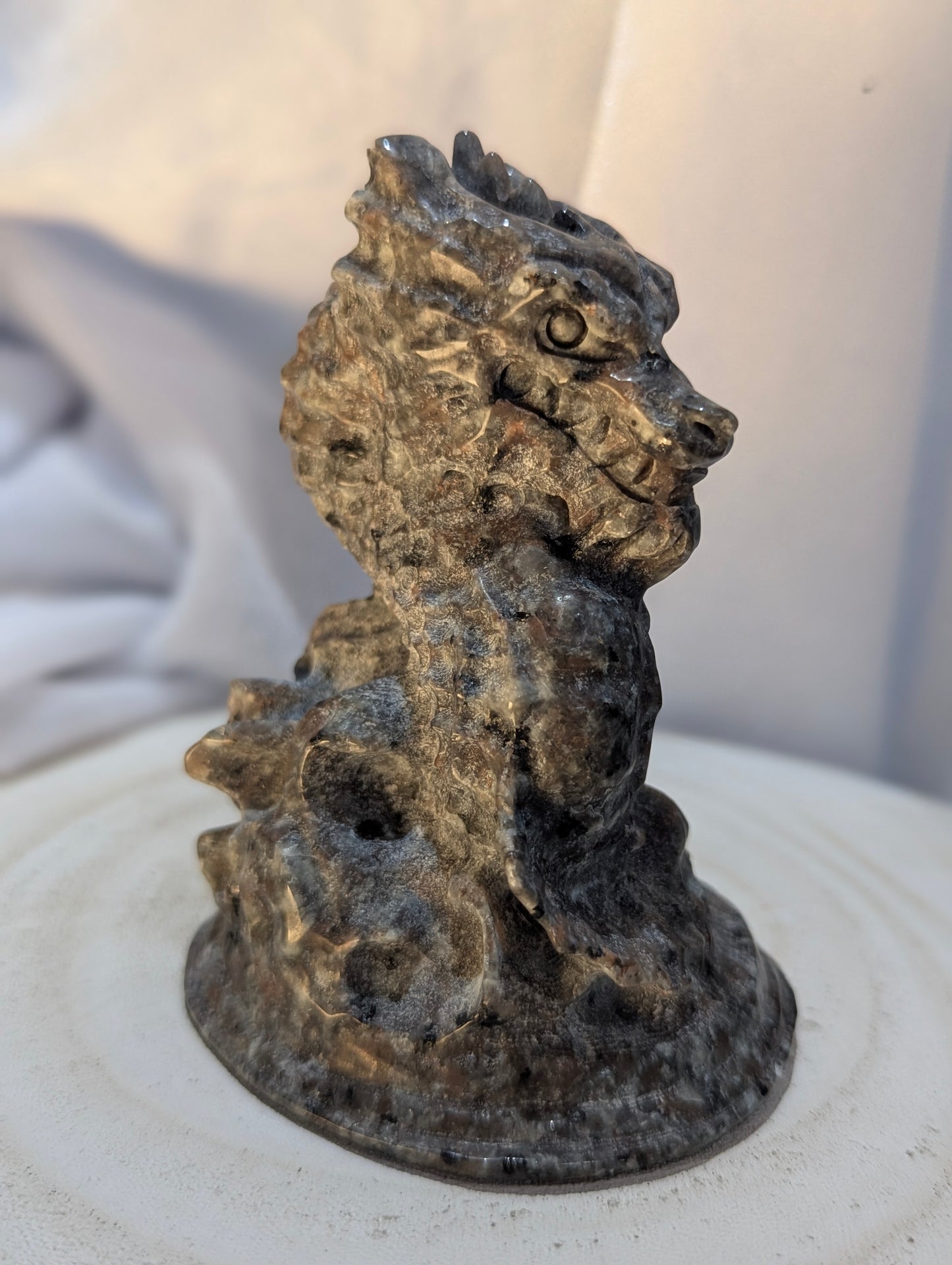 Garnet & Yooperlite Dragon Carvings | Vitality, Illumination, Majesty | ~ 3.8in., ~394g