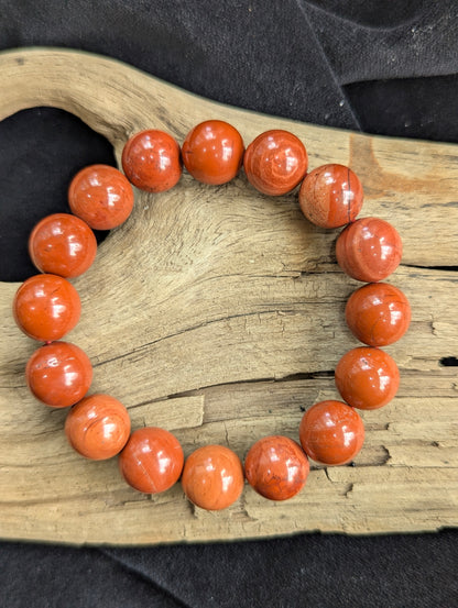 Red Jasper Beaded Bracelet — 6mm, 8mm, 12mm & chip
