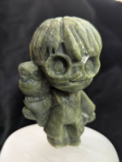 Jade verte sculptée Harry Potter et Hedwige