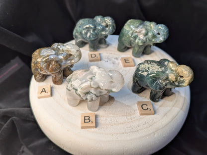 Moss Agate Elephants ~ 2.3in., 190g