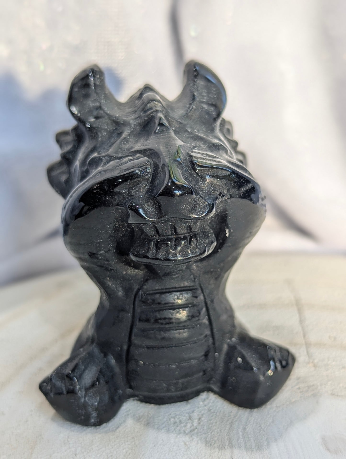 Black Obsidian Dragon Trio, "See No Evil, Hear No Evil, Speak No Evil" | Auspiciousness, Wisdom, Mindfulness | ~ 2.5in.