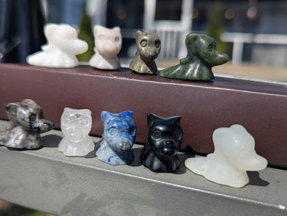 Tiny Zero Ghost Dog Mineral Totem ~ 1"