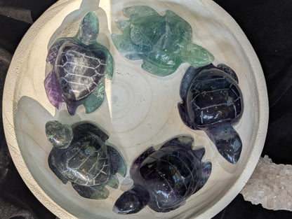 Rainbow Fluorite Sea Turtle Carvings