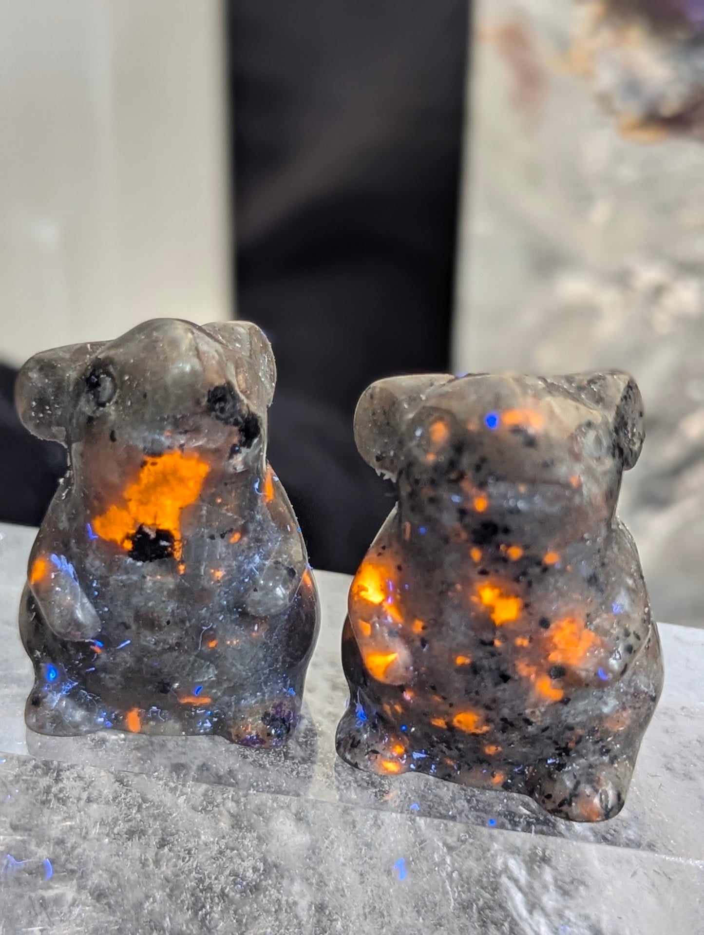 Tiny Mouse Mineral Totem ~ 1"