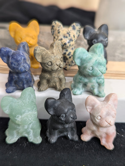 Tiny French Bulldog Mineral Totem ~ 1"
