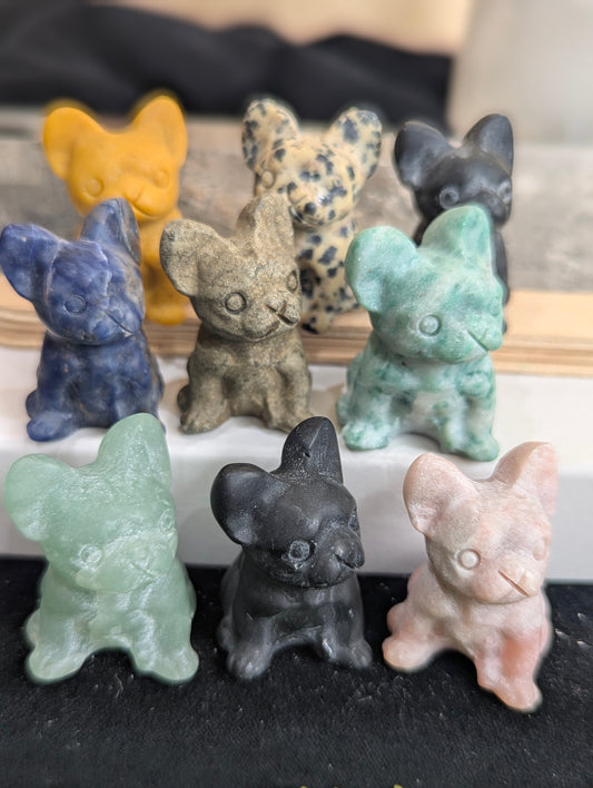 Tiny French Bulldog Mineral Totem ~ 1"