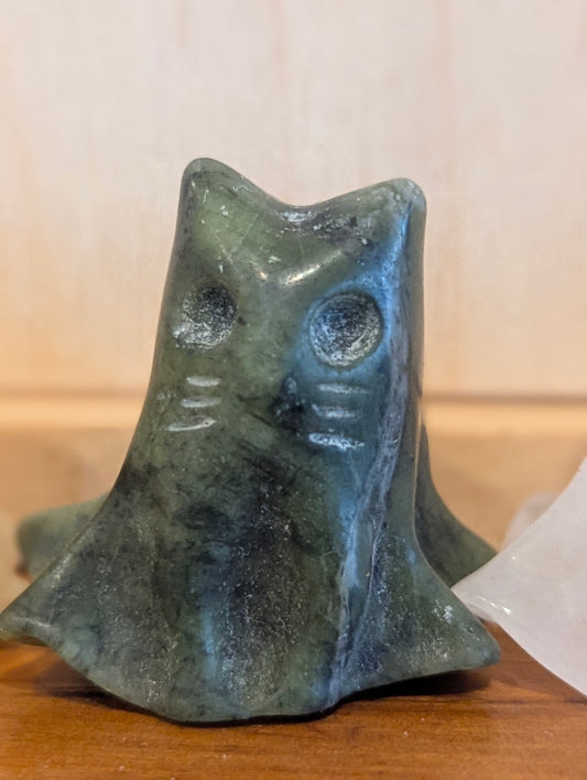 Tiny Ghost Cat Mineral Totem ~ 1"