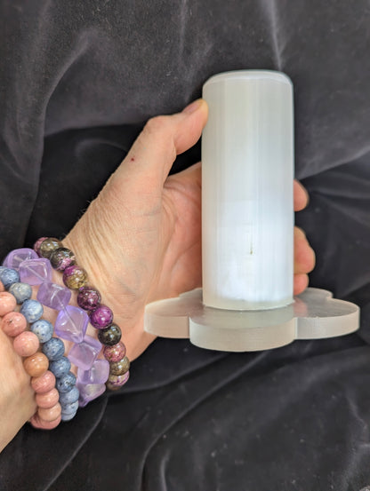 Luminous Selenite Bracelet Charging Tower & Display
