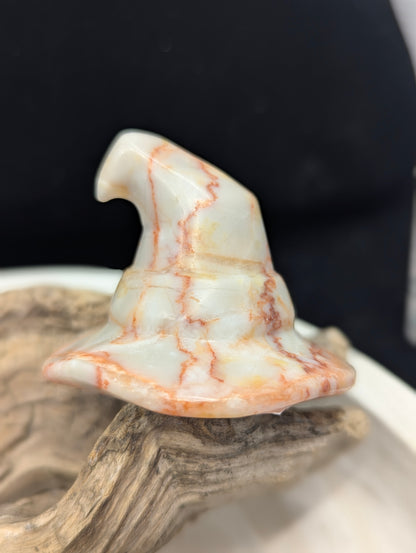 Crystal Witch's Hat Carvings – Sphalerite, Amethyst, Red Jasper & Blue Onyx
