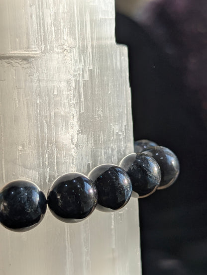 Gemstone Quality Blue Tiger's Eye Bracelet – 8mm Polished Beads (Hawk’s Eye)