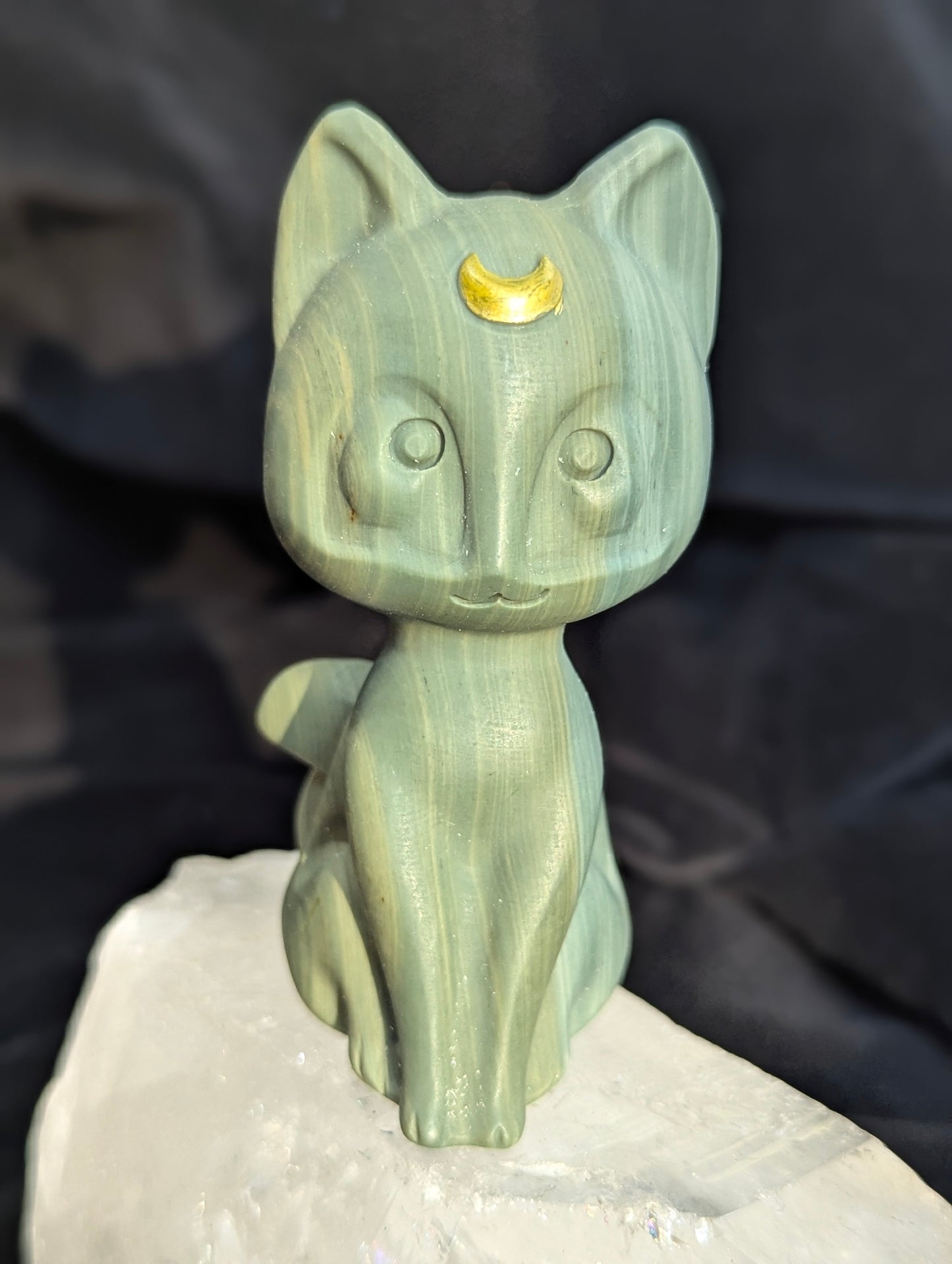 Luna Chat Chat Lune Sculptures Cristallines 7,6 cm - choisissez votre minéral