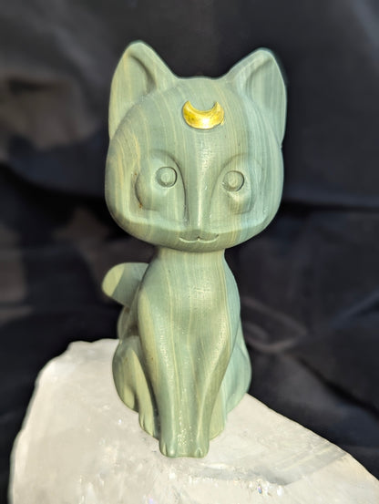 Luna Chat Chat Lune Sculptures Cristallines 7,6 cm - choisissez votre minéral