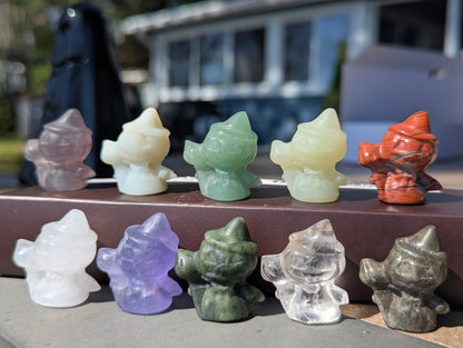 Tiny Pumpkin Witch Mineral Totem ~ 1"